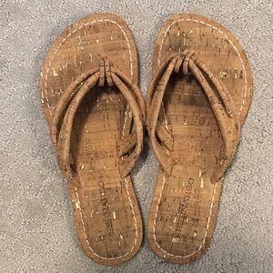 Bernardo Cork Sandals with Metallic Highlights